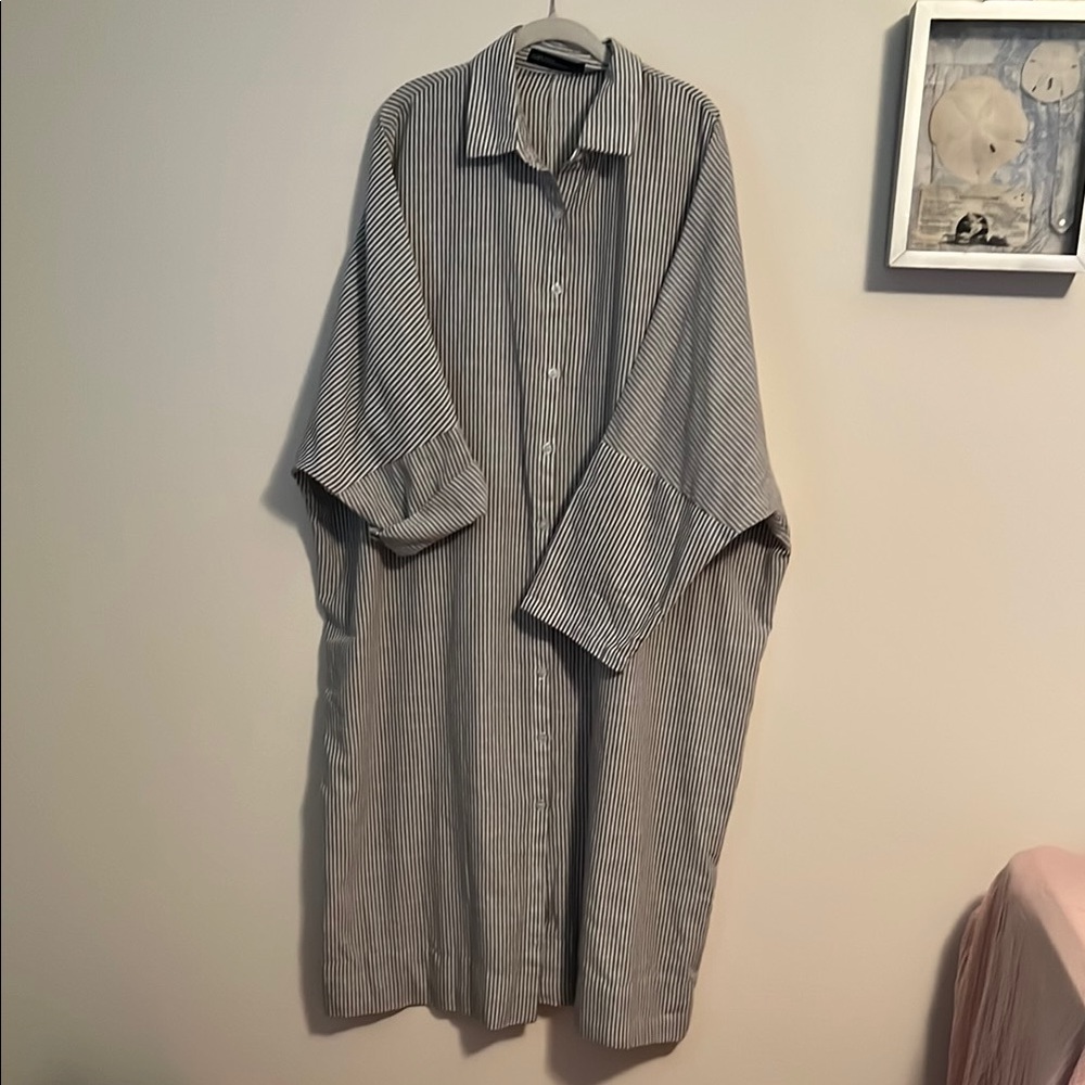 Zanzea Black and White Striped Midi Dress